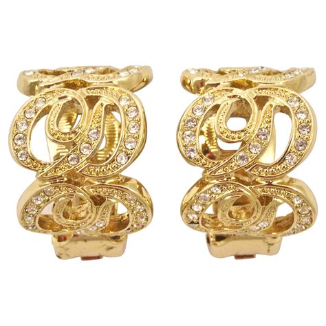 christian dior gold hoop earrings|christian dior earrings clip on.